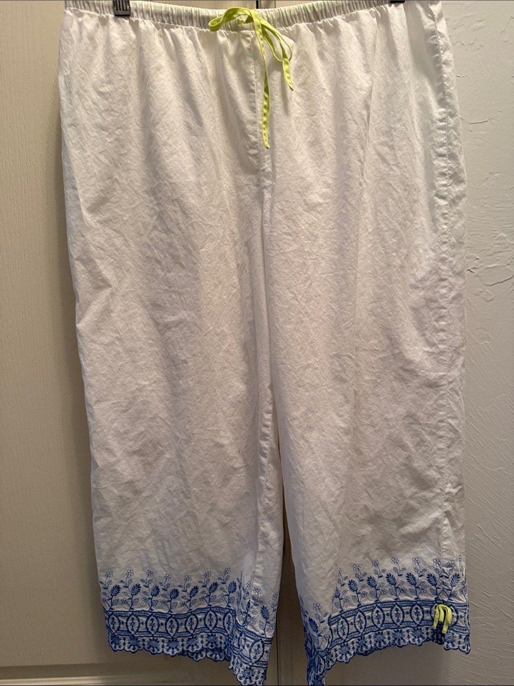 White & Blue Floral Cotton Summer Pajama Set with Lime Trim by Sleep Sense - Picture 3 of 8